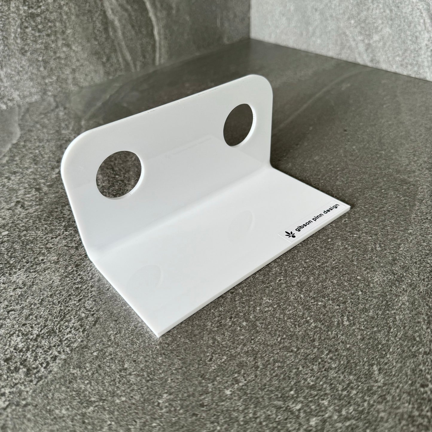 Double Basin Soap Dispenser Holder | Acrylic Wall Mount Bracket, No-Drill, Tool-Free Install | Black or White (Bottles Not Included)