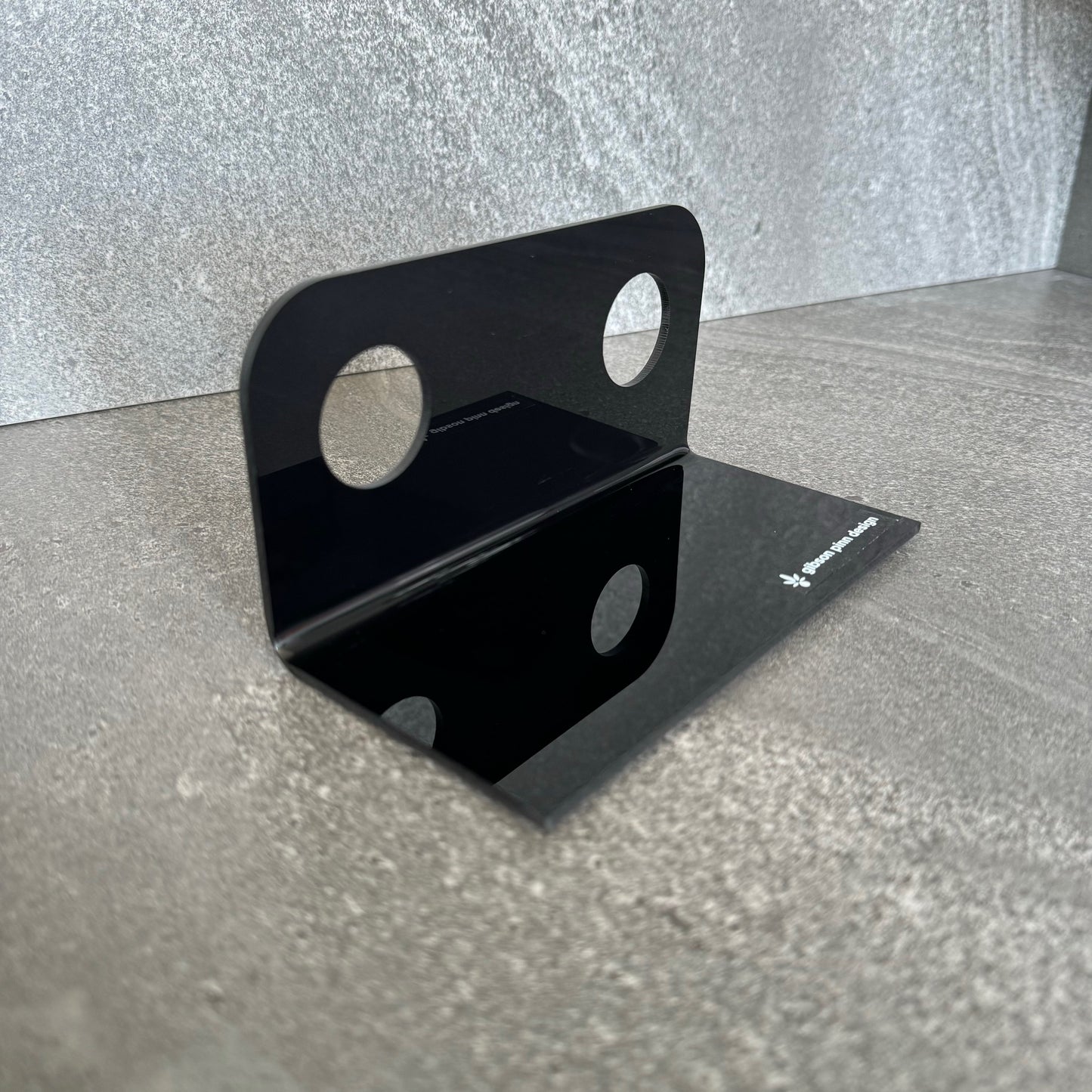 Double Basin Soap Dispenser Holder | Acrylic Wall Mount Bracket, No-Drill, Tool-Free Install | Black or White (Bottles Not Included)